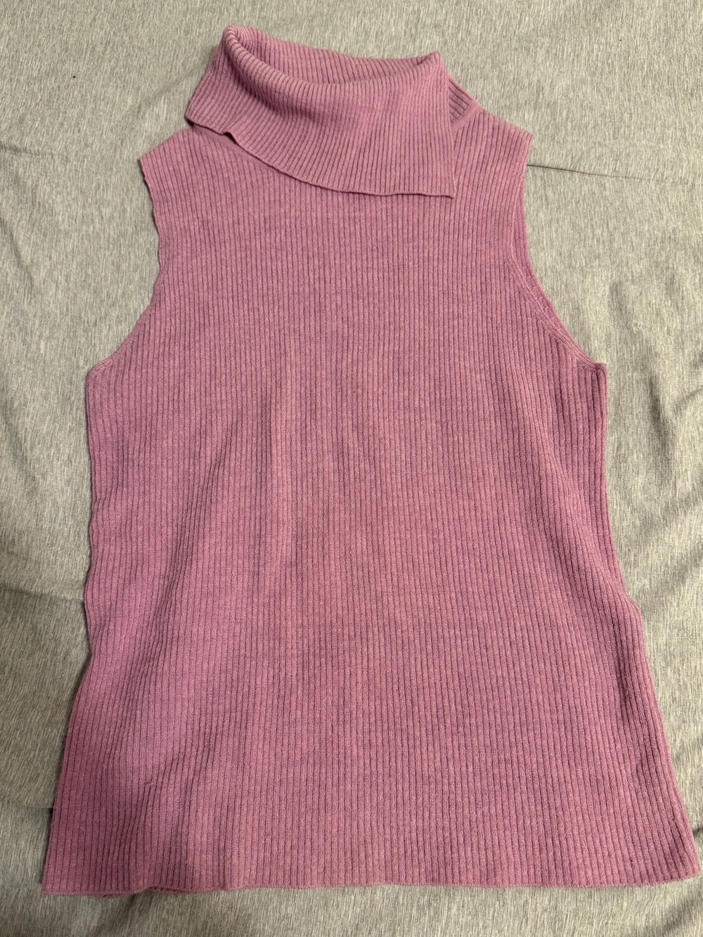 Y2K Sleeveless Ribbed Mock Neck Tank Top - Dusty Rose
